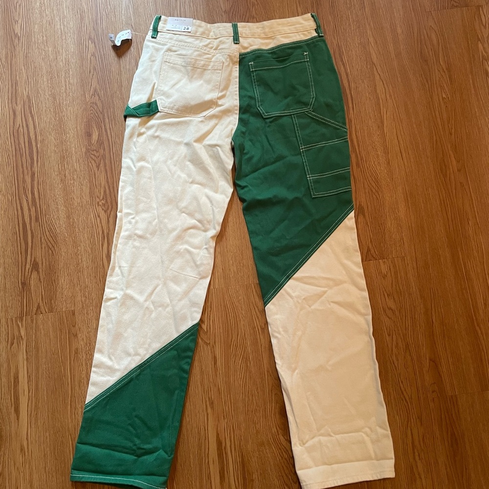 PacSun Green and White Paneled Low Rise Carpenter Jeans - Picture 5 of 6
